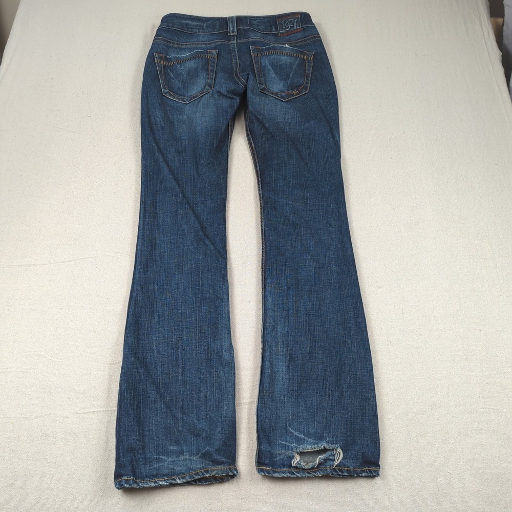 1921 Jeans Womens 28 Blue Surplus Flare Distressed Faded Boho - Picture 13 of 16